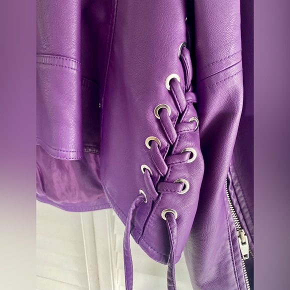 NWOT Kate & Mallory Vibrant Purple Leather Jacket - Picture 9 of 11